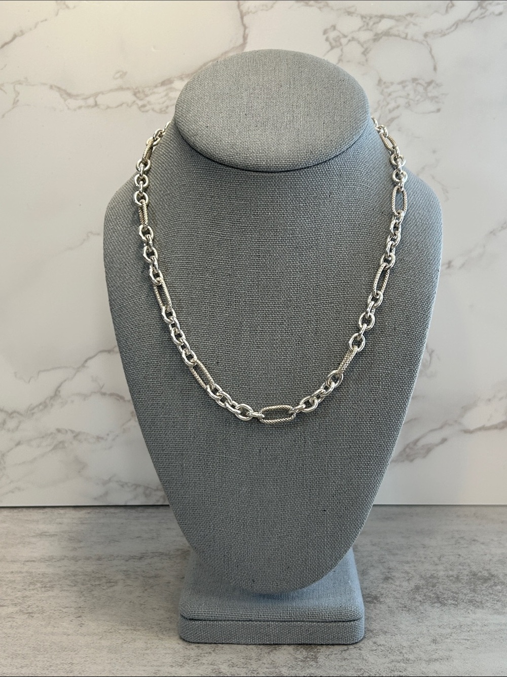 Sterling Silver 925 Chain Necklace - Modern Link Design